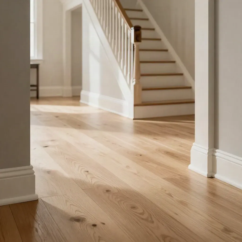 Finished main floor with new hardwood, crisp trim, and sunlit openings.